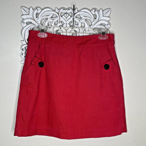 VINEYARD VINES size 2 SKIRT Front Pockets Anchor Buttons Corduroy Pink Red